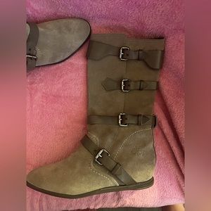 OTBT tan suede mid calf boots